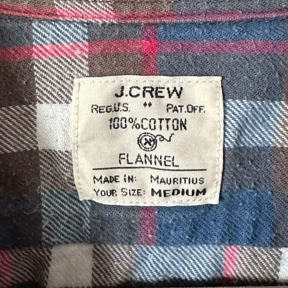 J. Crew Flannel Button Up Shirt‎ Mens M Red Blue LS Plaid Gorpcore Outdoor